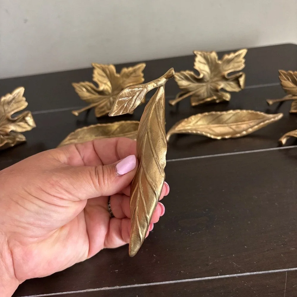 Pottery Barn | FALLING LEAF | Brass Placecard Holders | Nameplates | Set of 8!